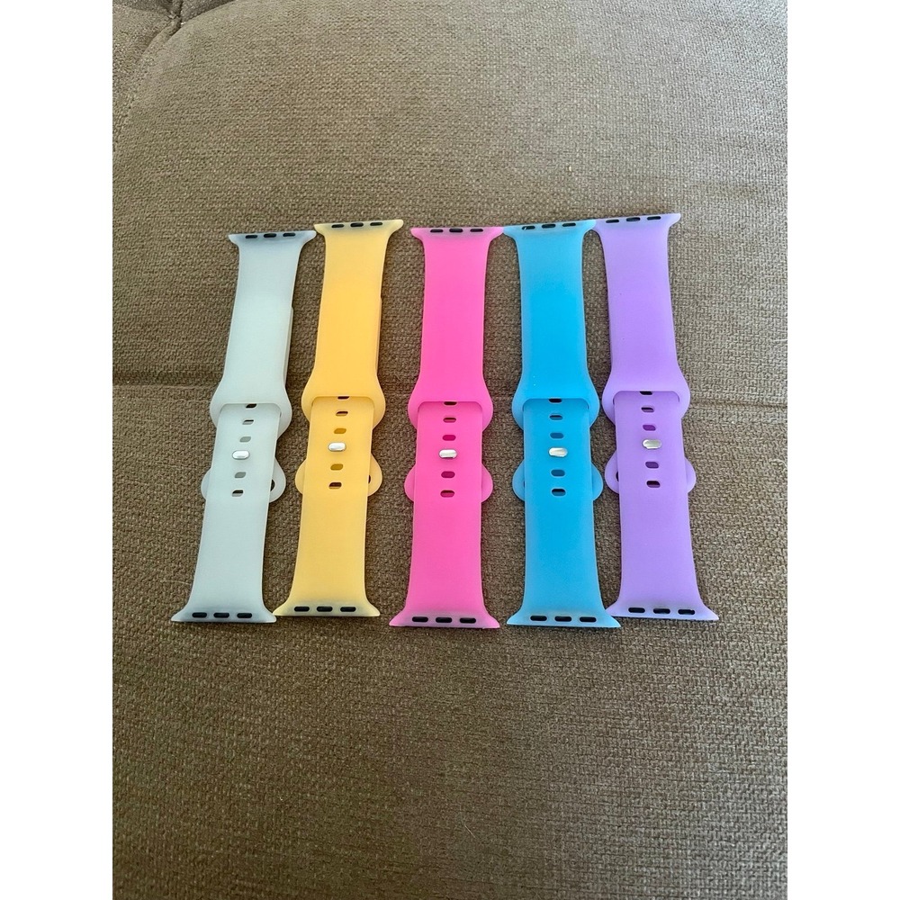 Set of 5 Silicone Sport Bands for Apple Watch Multi Color Straps 38/40/41mm - Picture 4 of 4